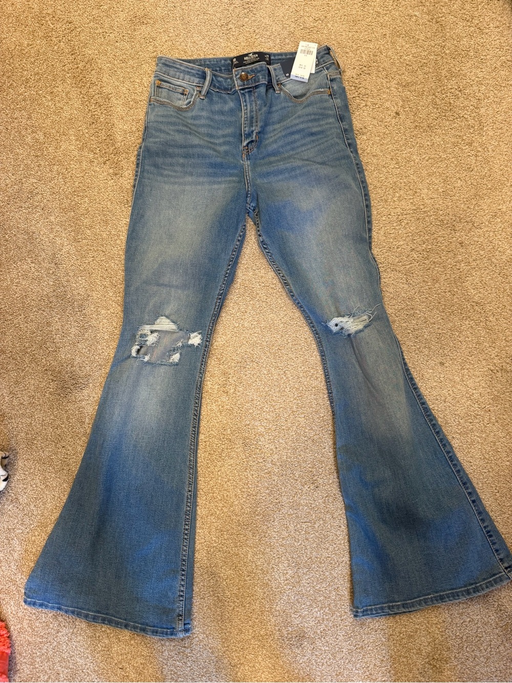Hollister Light Blue Flared Distressed Jeans